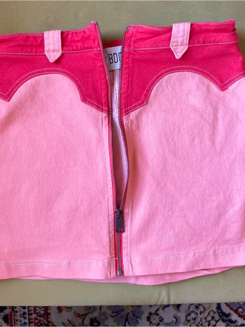 BDG Urban Outfitters Pink & Red Western Denim Mini Skirt — Size Small